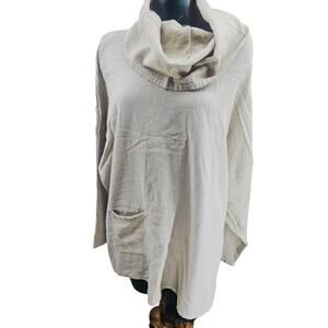 OH MY GAUZE Cream Beige Cotton Cowl Neck Tunic Top Minimalist Boho Chic XL 3951